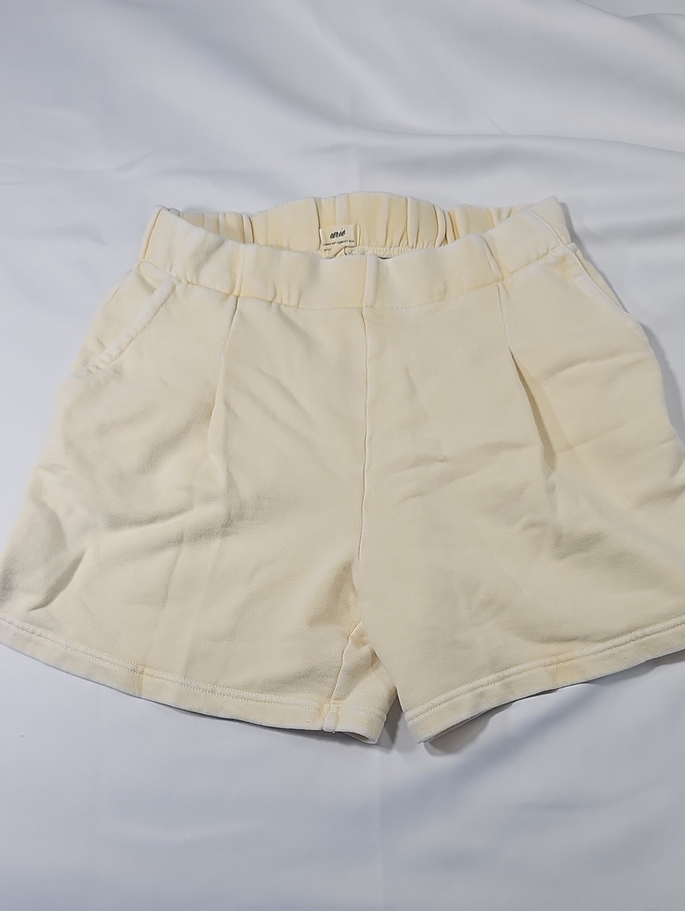 aerie Cream High-Waist Elastic-Waist Casual Shorts